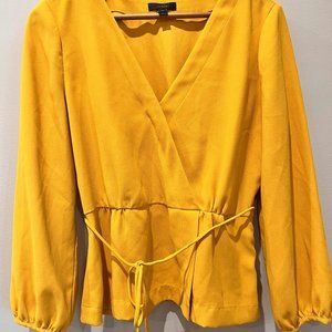 J. Crew Mustard Long-Sleeve Peplum Top Size 10